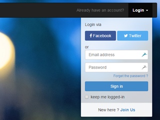 Fancy navbar login / sign in form